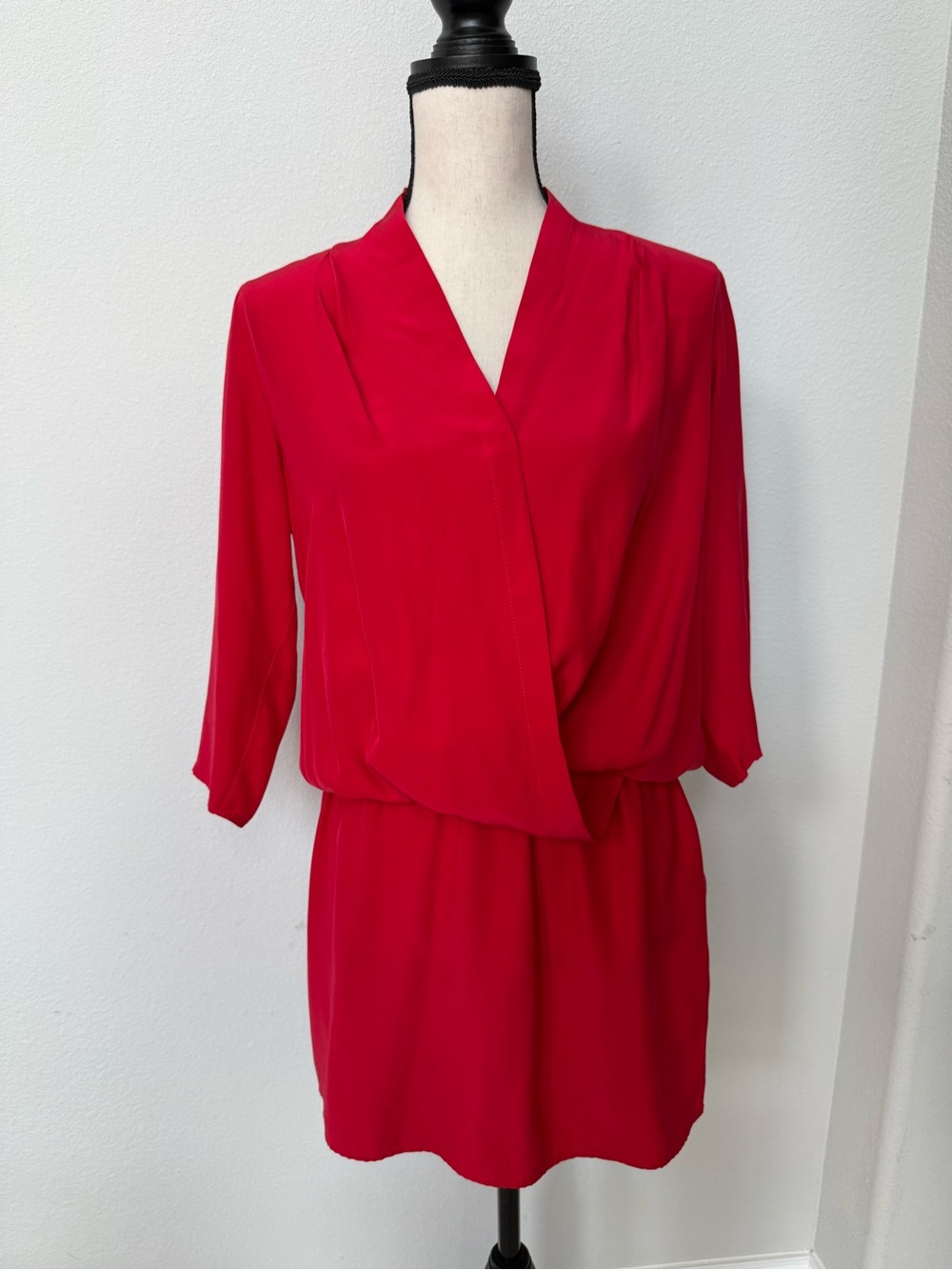 Amanda Uprichard Red Wrap-Front Silk Mini Dress
